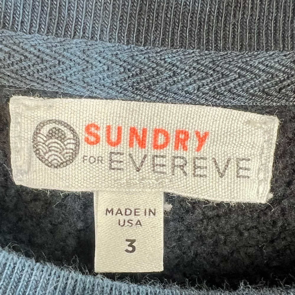 SUNDRY EVEREVE Black & Blue Tie Dye Crewneck Fleece Sweatshirt with zippers - Picture 3 of 7
